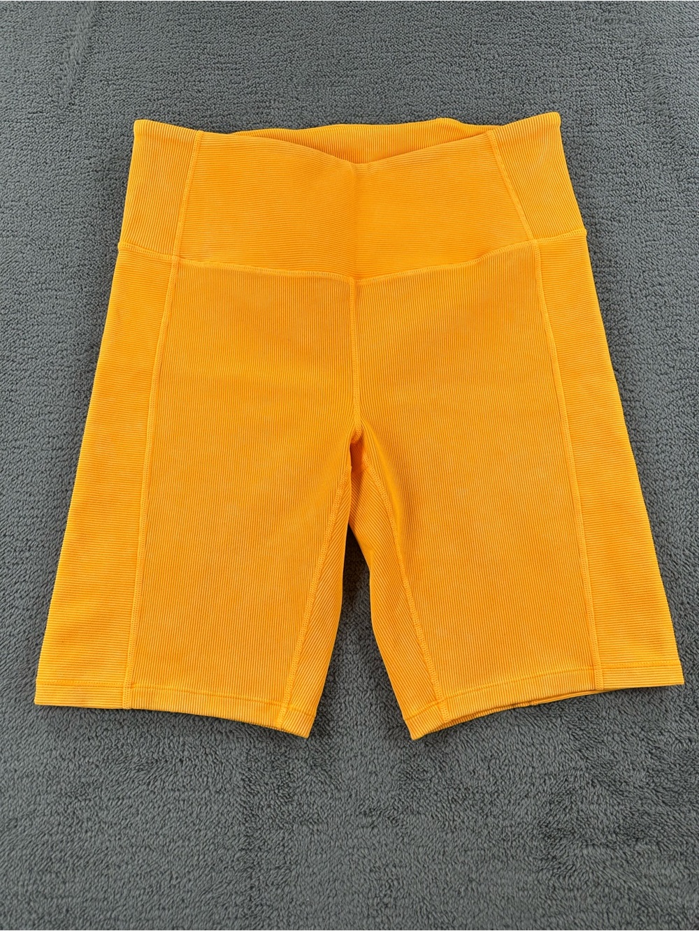 Zella bike shorts high waisted ribbed 9” inseam bright marigold orange color way